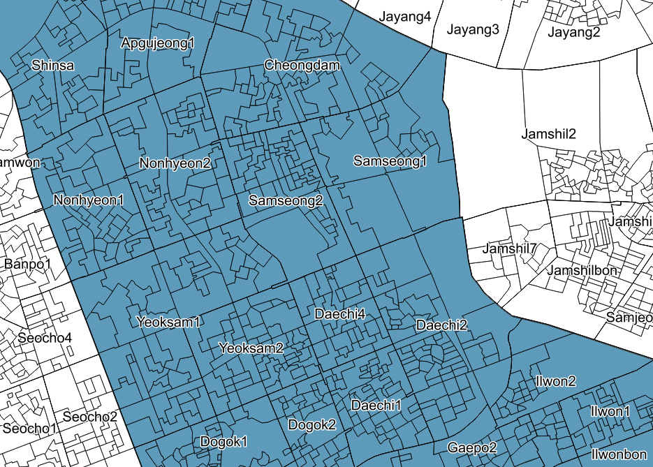 \label{fig:figs} Census block(Jipgyegu) in Gangnam